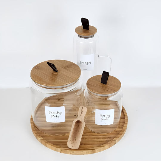     Natural-Bamboo-Laundry-Jars-White-Labels