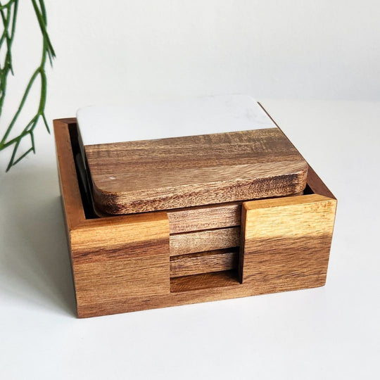 Square-Marble-Acacia-Wood-Coasters-Holder